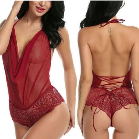 Lingerie Nightwear Babydoll G-String Lace - Picture 1 of 5